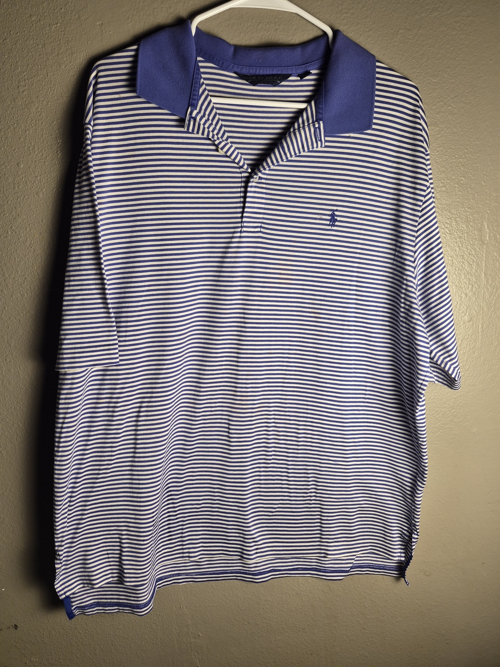 Polo Ralph Lauren Blue and White Striped Golf Polo